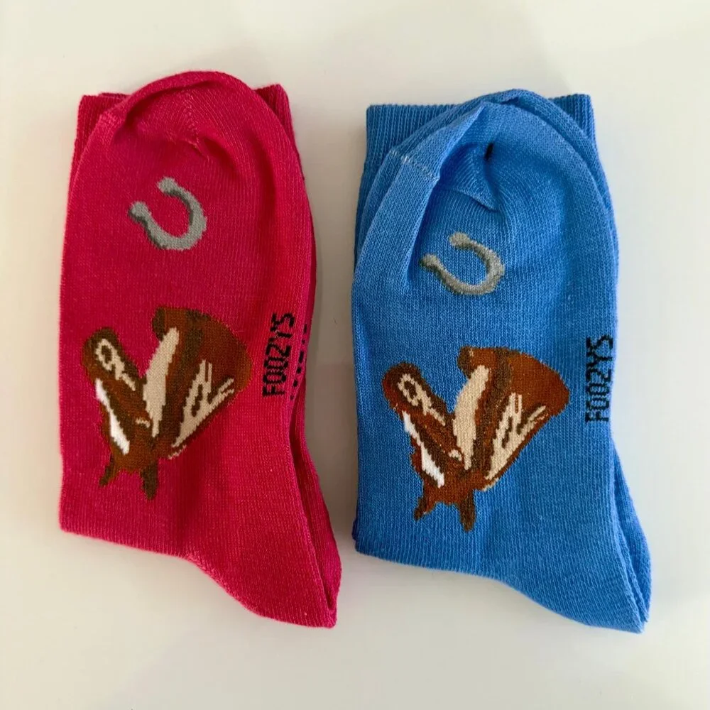 Horse Head Horses Horseshoe Equine Mare Riding 2 Pairs Foozys Women's Socks